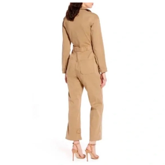 Good American Belted Utility Jumpsuit Tan - Picture 3 of 8